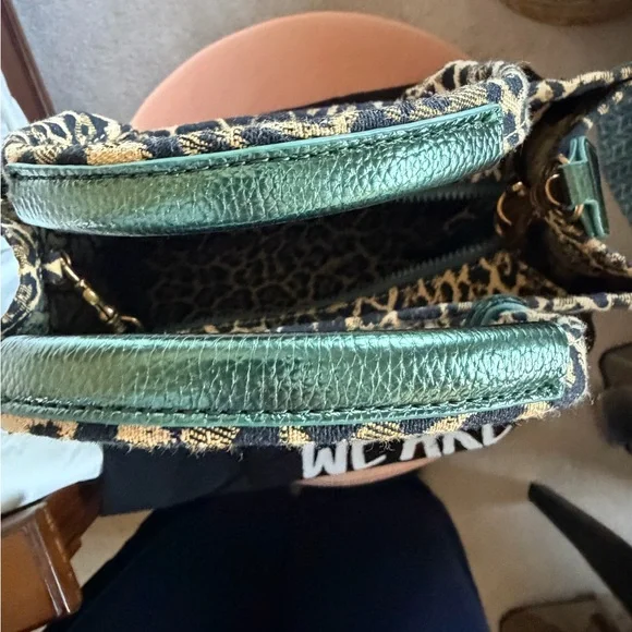 Kurt Geiger SouthBank Animal Print Tote with Metallic Green Accents - Picture 5 of 9